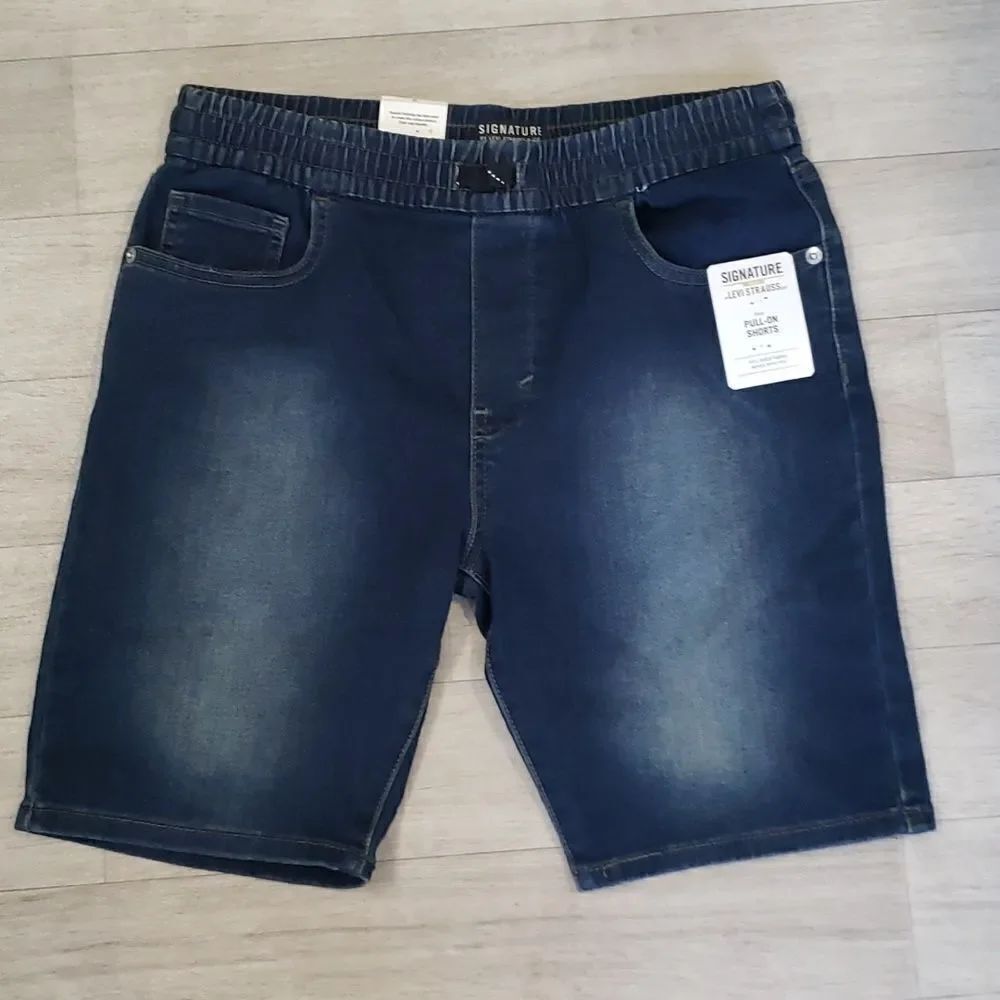 NWT Boys Signature Levi's GOLD Dark Wash Pull-On Shorts Sz XL